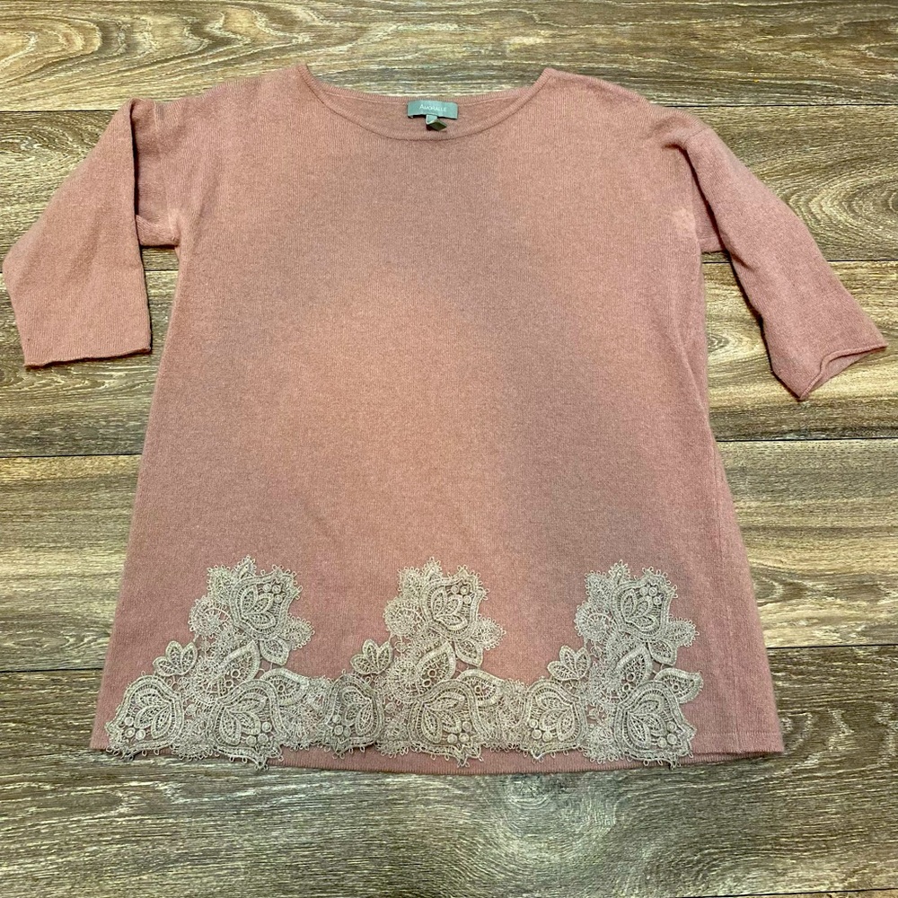 cashmere sweater with handmade embroidery accent